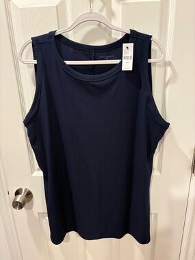 NWT Lane Bryant Navy Blue Ribbed Tank Top Crew Neckline 22/24
